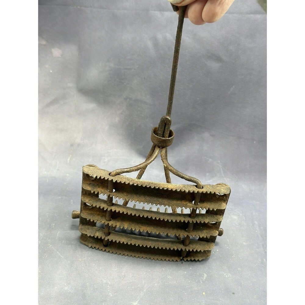 Primitive Cattle - Horse Grooming Brush Tool Metal Equestrian Collector